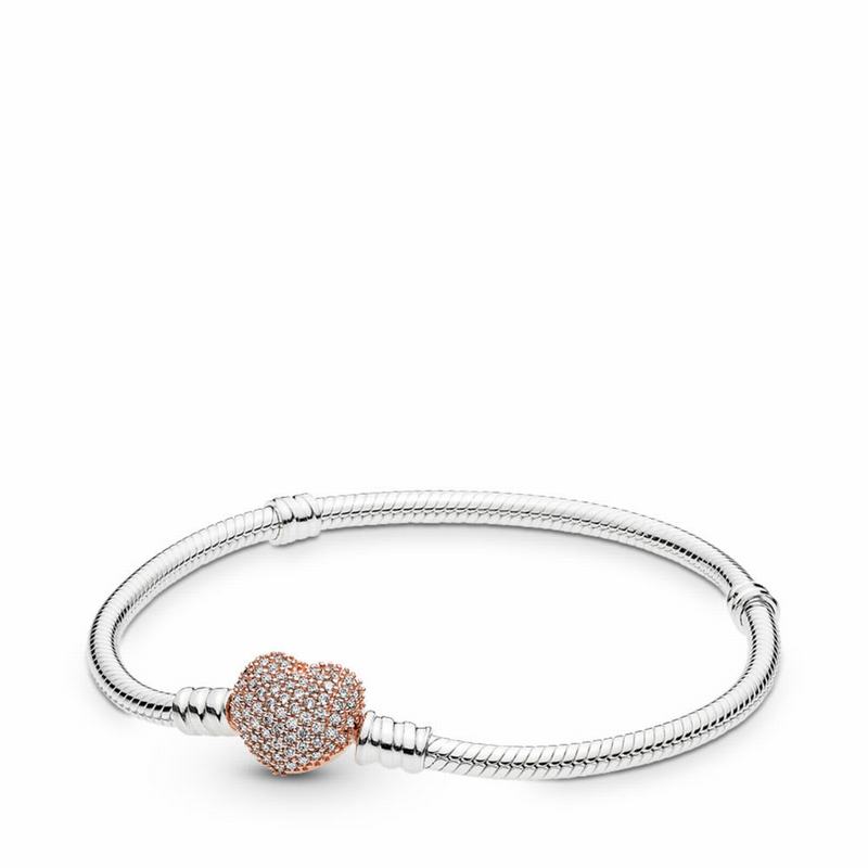 Pandora Rose™ Heart Clasp Bracelet - Pandora Rose/Sterling Silver/Cubic Zirconia - Canada | IL7129KP